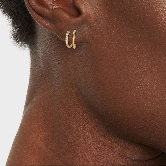 A New Day 14k Gold Plated Double Hoop Earrings - Picture 3 of 7